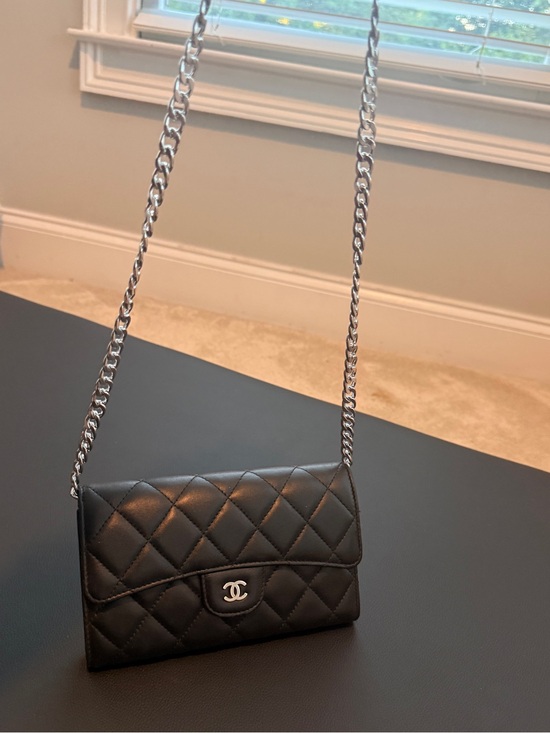 CHANEL Handbags - CHANEL Black Quilted Lambskin Wallet Chain included. WOC